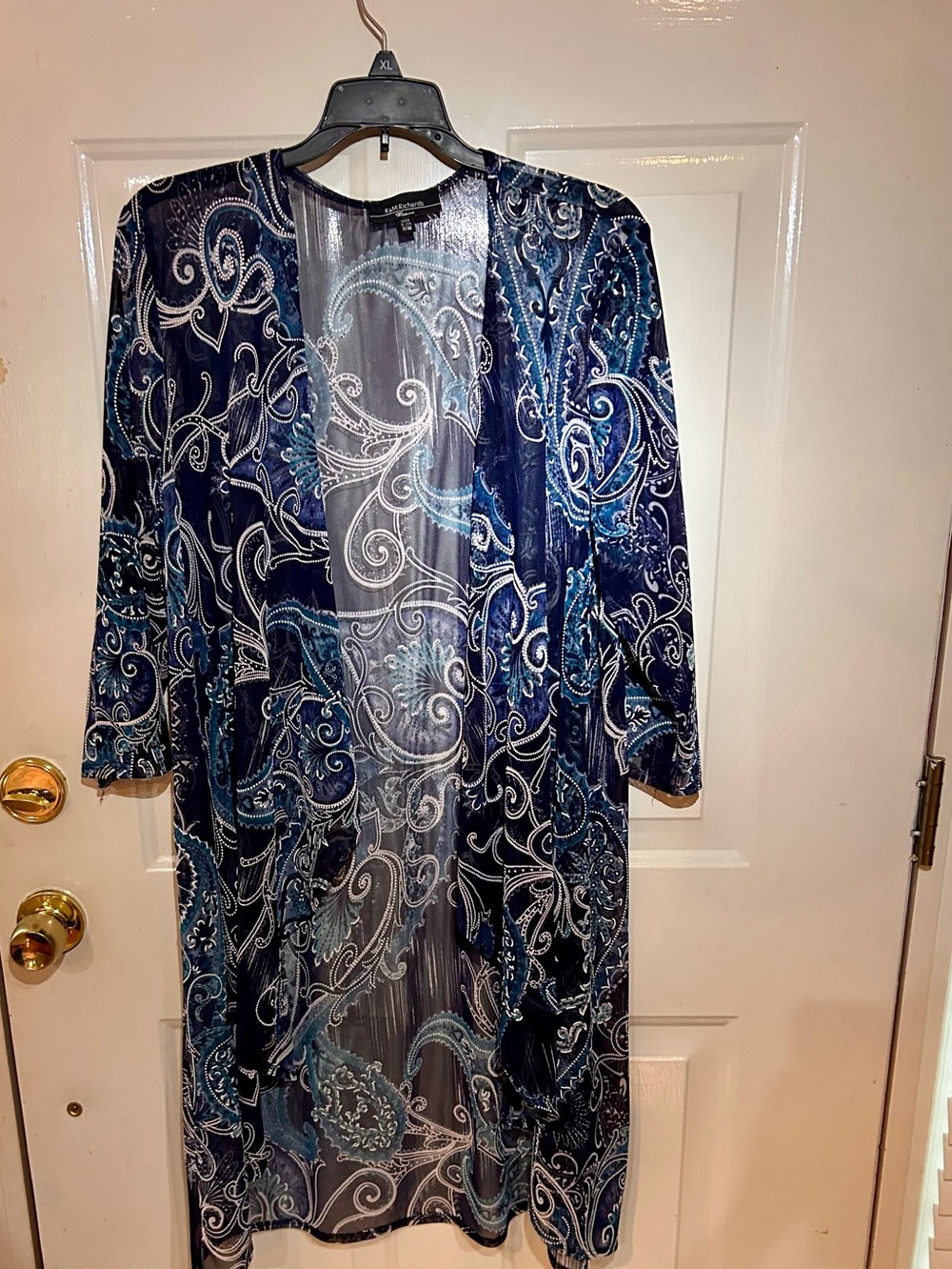 R&M Richards Navy and Teal Paisley Layered Dress Set - Picture 10 of 13